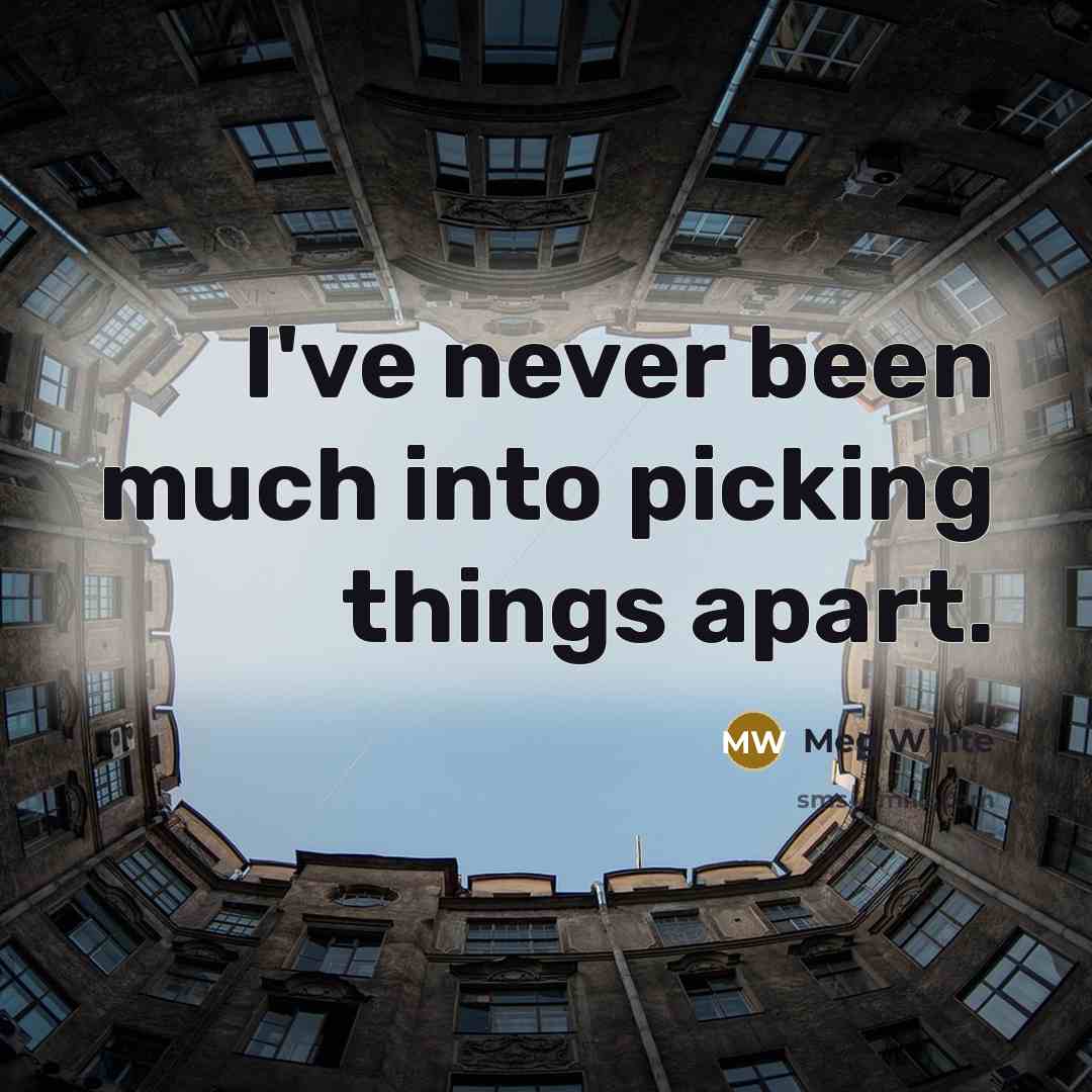 “I've never been much into picking things apart.” quote by Meg White