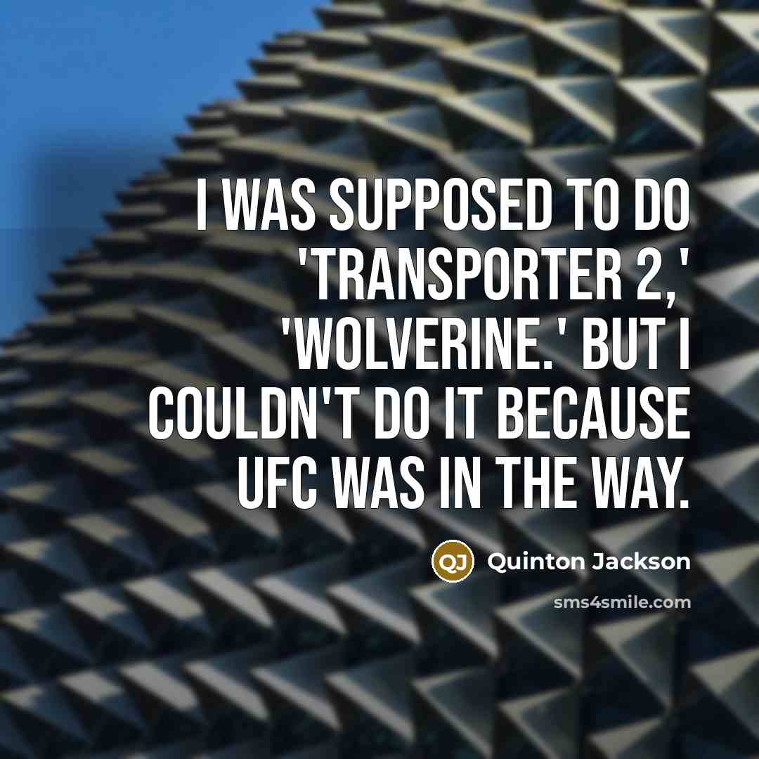 “I was supposed to do 'Transporter 2,' 'Wolverine.' But I couldn't do it because UFC was in the way.” quote by Quinton Jackson