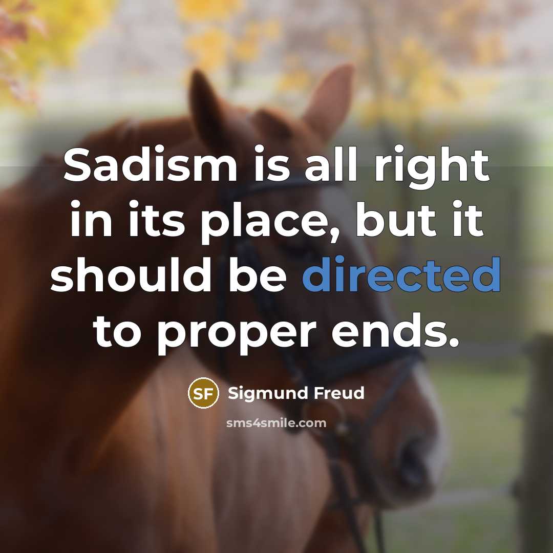 “Sadism is all right in its place, but it should be directed to proper ends.” quote by Sigmund Freud