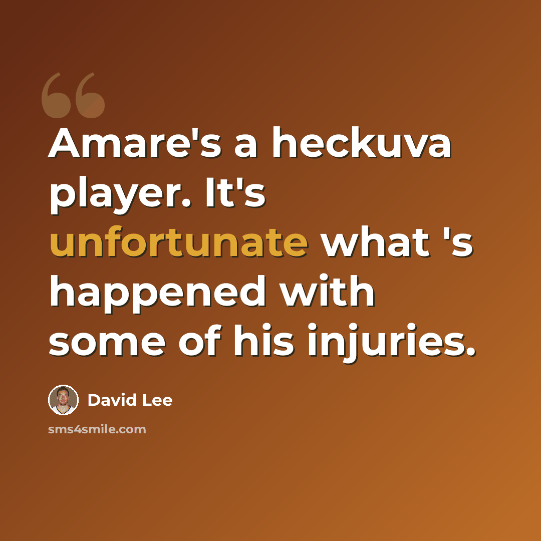 “Amare's a heckuva player. It's unfortunate what 's happened with some of his injuries.” quote by David Lee