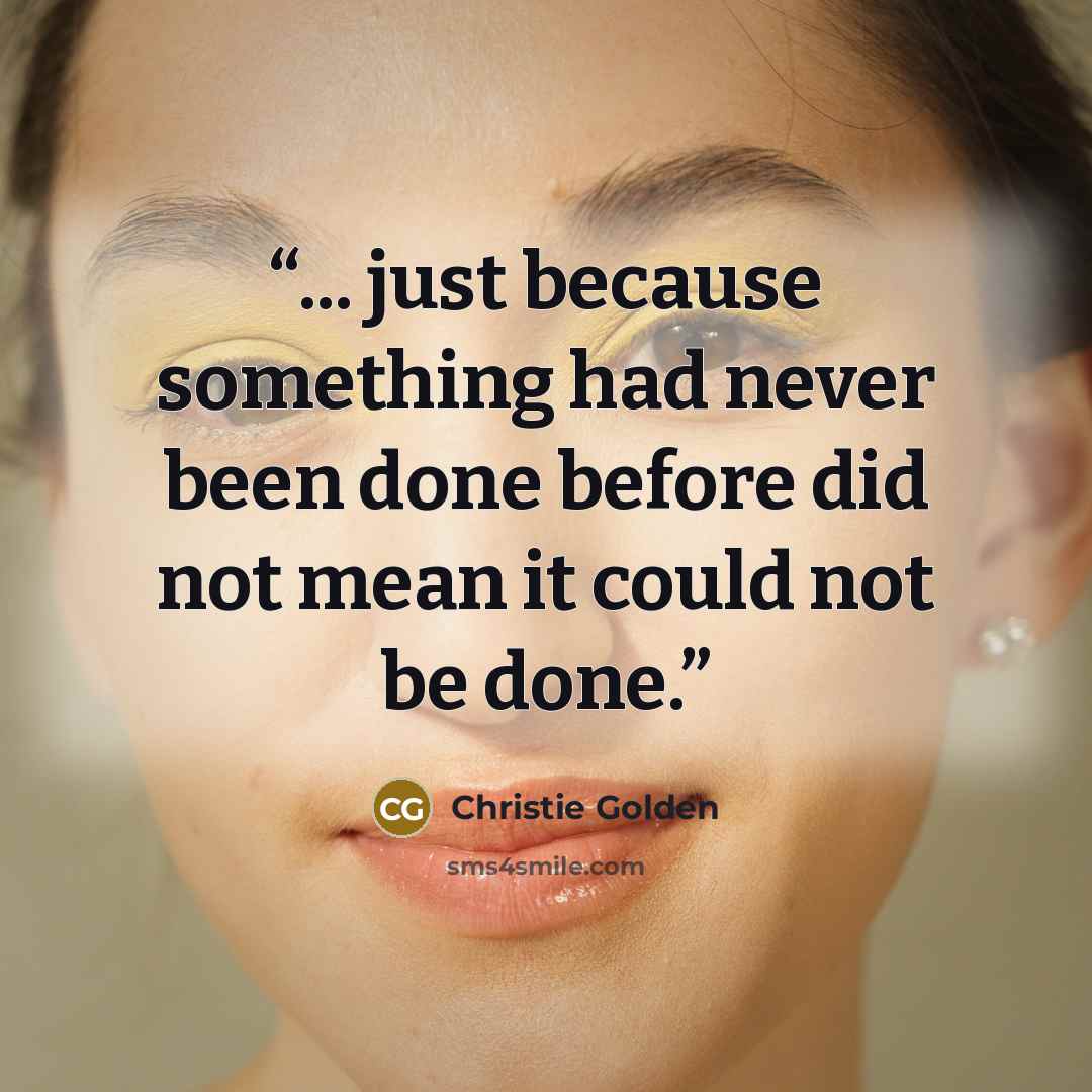 “... just because something had never been done before did not mean it could not be done.” quote by Christie Golden