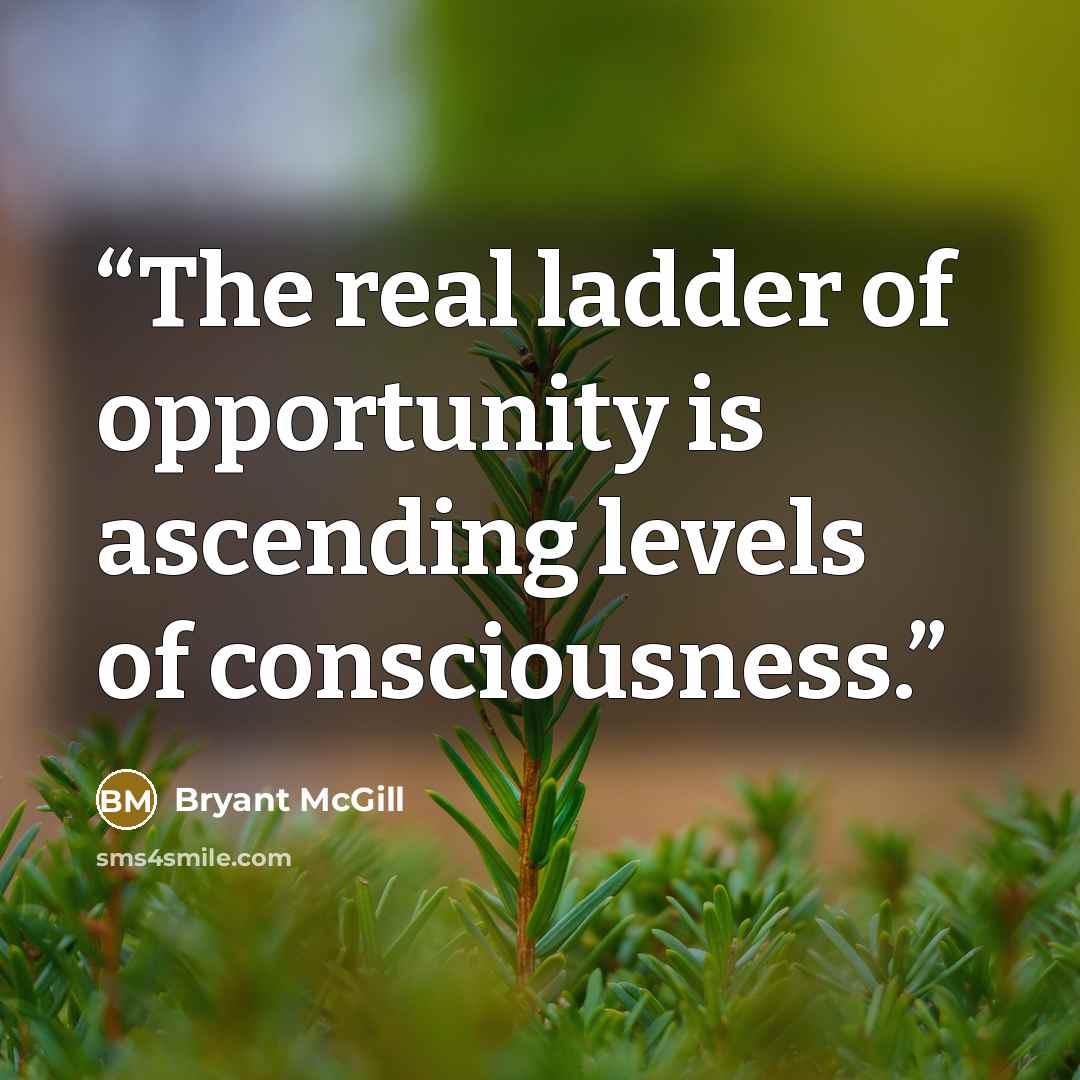 “The real ladder of opportunity is ascending levels of consciousness.” quote by Bryant McGill