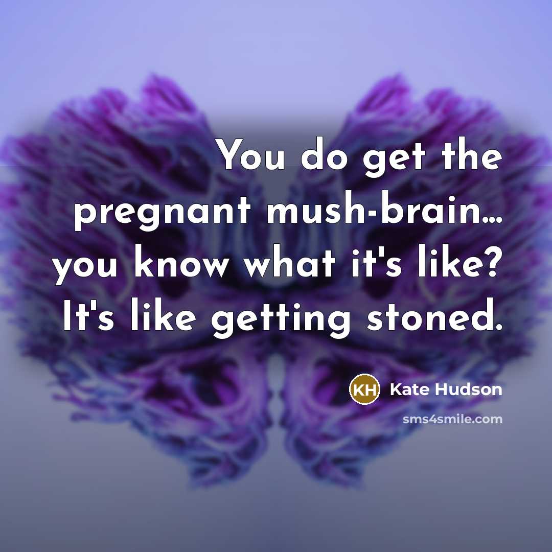 “You do get the pregnant mush-brain... you know what it's like? It's like getting stoned.” quote by Kate Hudson