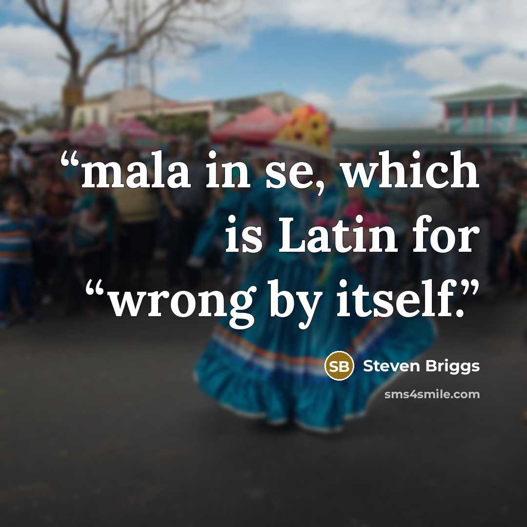 “mala in se, which is Latin for “wrong by itself.” quote by Steven Briggs