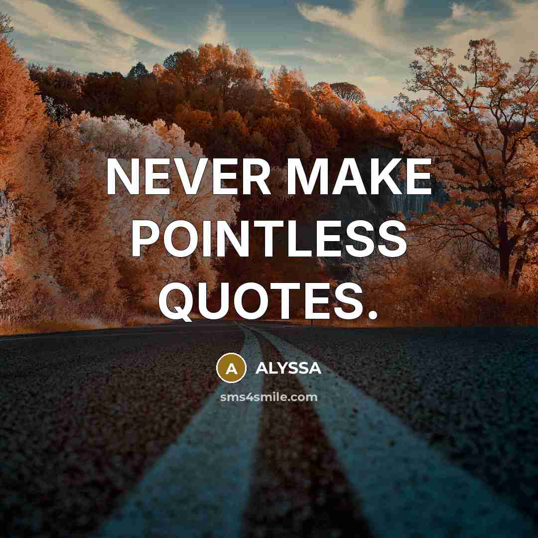 “NEVER MAKE POINTLESS QUOTES.” quote by ALYSSA