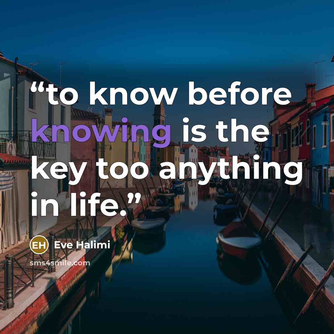 “to know before knowing is the key too anything in life.” quote by Eve Halimi