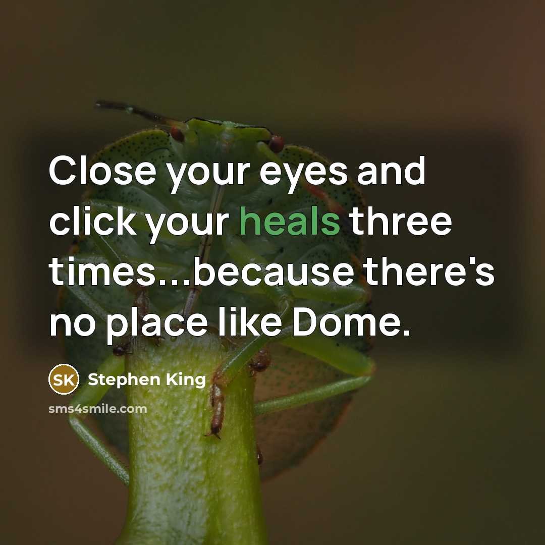 “Close your eyes and click your heals three times...because there's no place like Dome.” quote by Stephen King