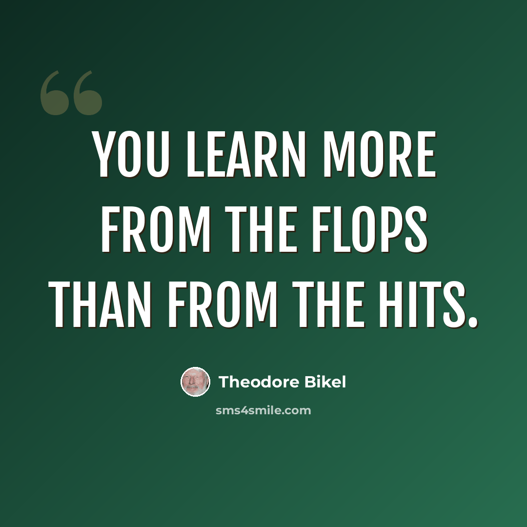 “You learn more from the flops than from the hits.” quote by Theodore Bikel