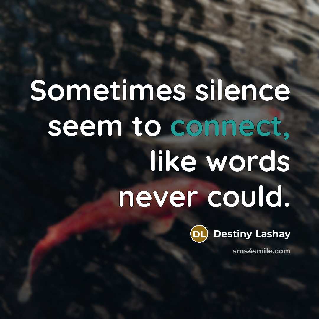 “Sometimes silence seem to connect, like words never could.” quote by Destiny Lashay