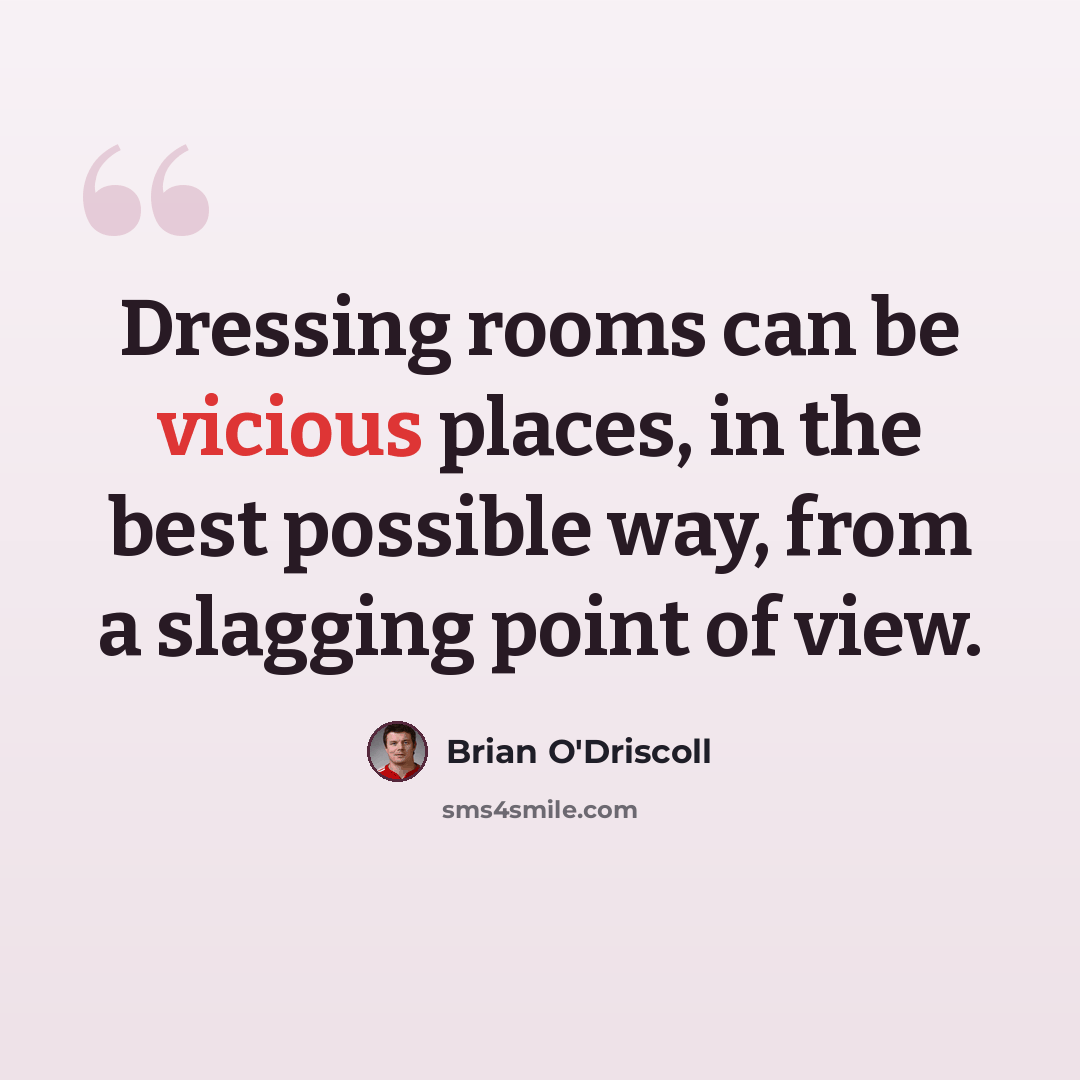 “Dressing rooms can be vicious places, in the best possible way, from a slagging point of view.” quote by Brian O'Driscoll