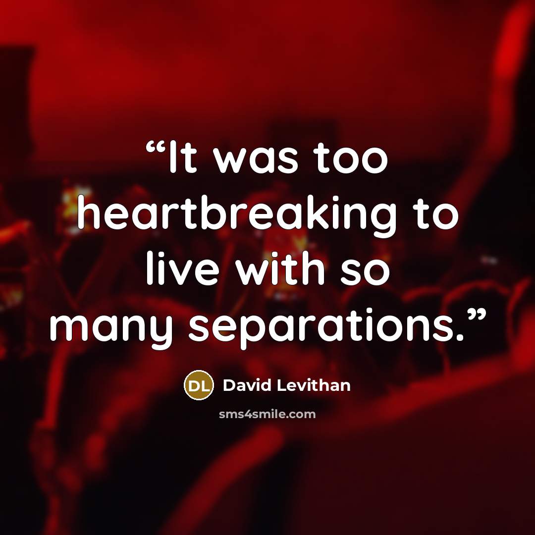 “It was too heartbreaking to live with so many separations.” quote by David Levithan