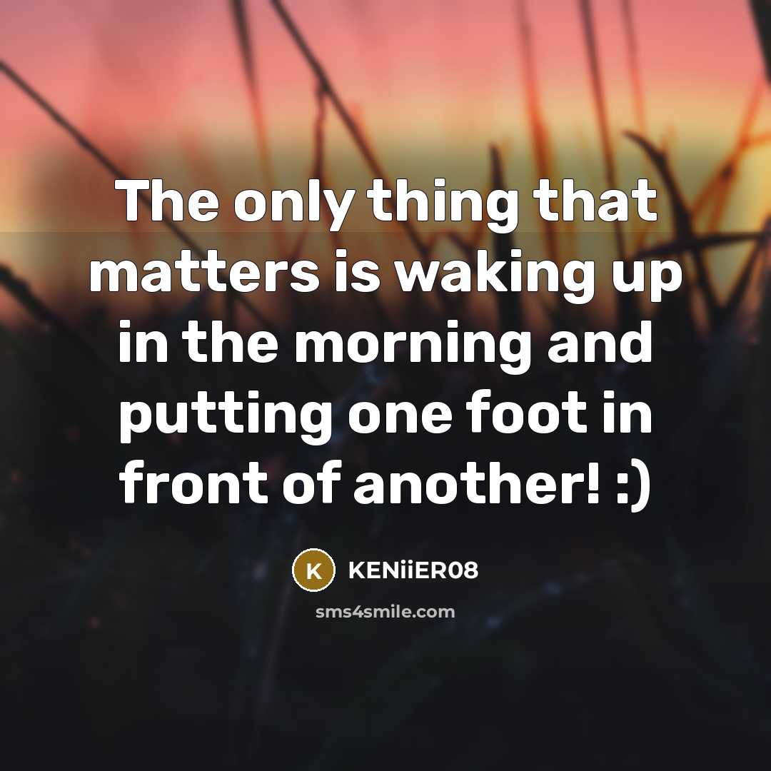 “The only thing that matters is waking up in the morning and putting one foot in front of another! :)” quote by KENiiER08