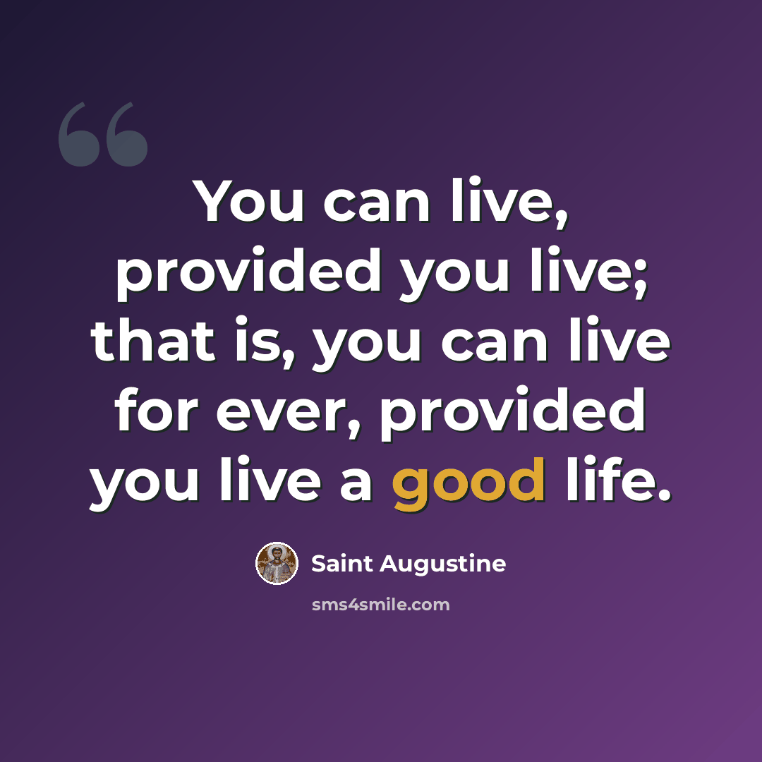 “You can live, provided you live; that is, you can live for ever, provided you live a good life.” quote by Saint Augustine