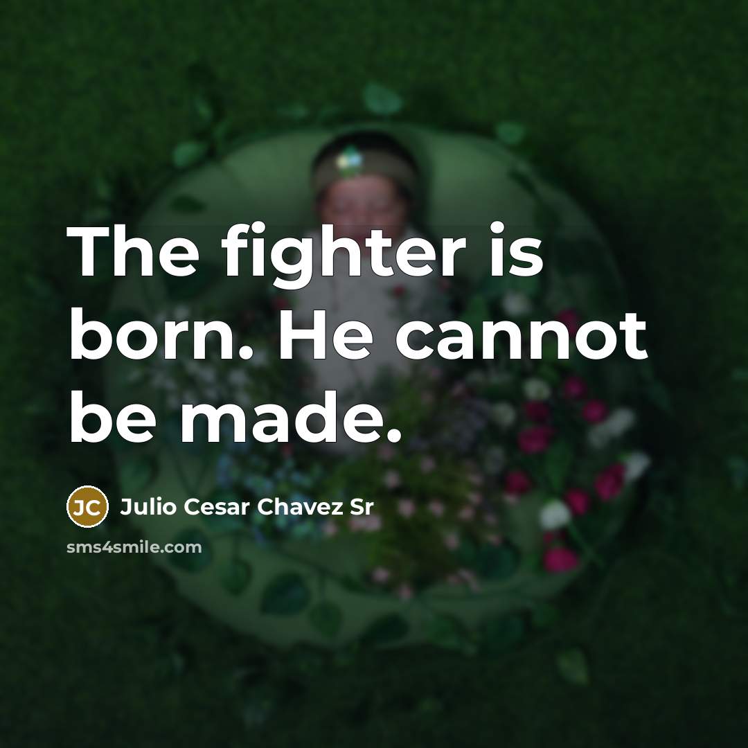 “The fighter is born. He cannot be made.” quote by Julio Cesar Chavez Sr