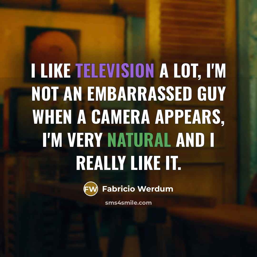 “I like television a lot, I'm not an embarrassed guy when a camera appears, I'm very natural and I really like it.” quote by Fabricio Werdum