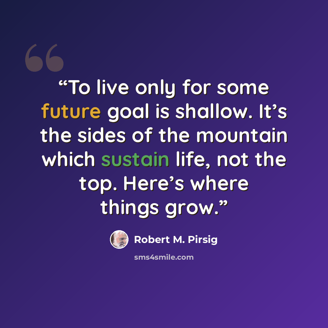 “To live only for some future goal is shallow. It’s the sides of the mountain which sustain life, not the top. Here’s where things grow.” quote by Robert M. Pirsig