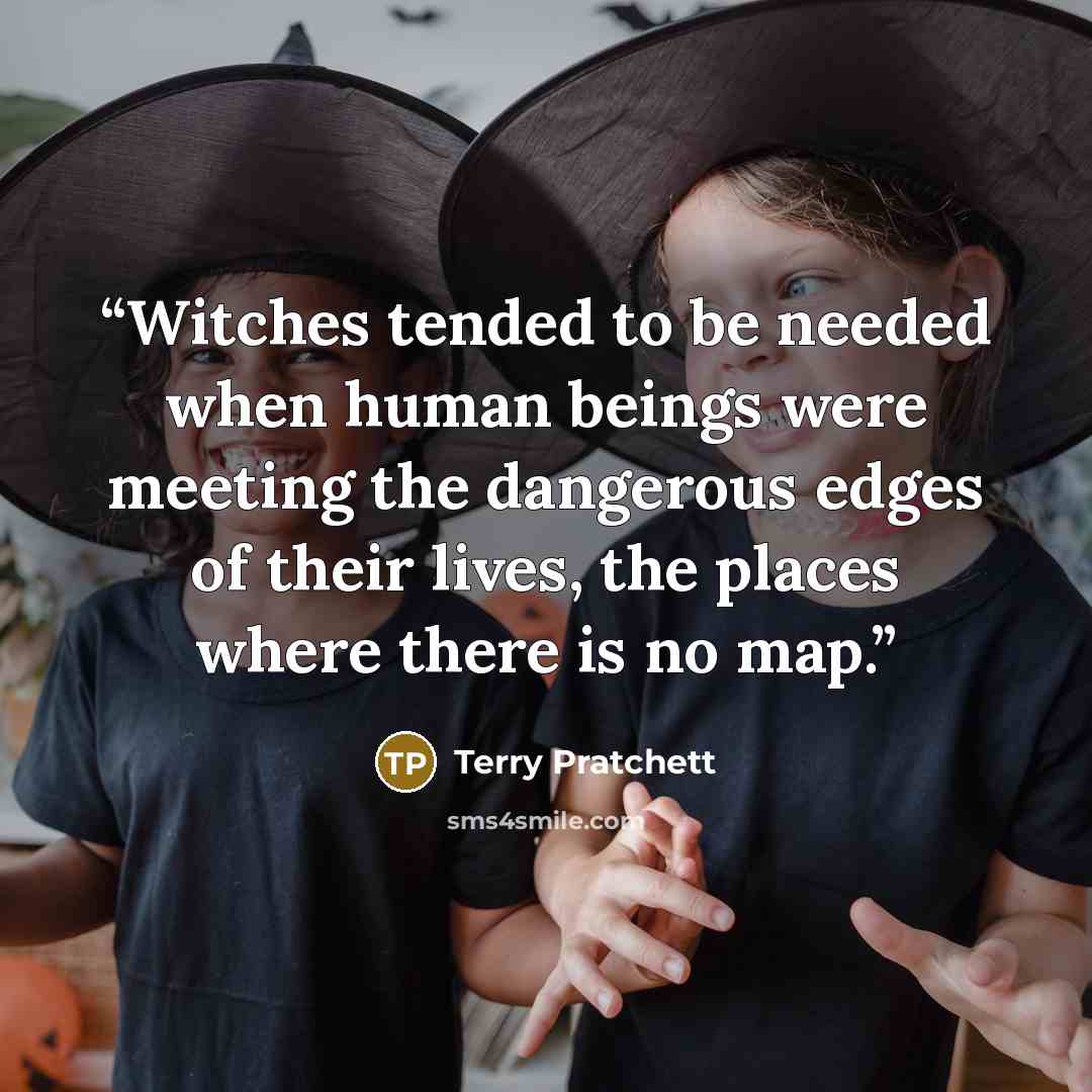 “Witches tended to be needed when human beings were meeting the dangerous edges of their lives, the places where there is no map.” quote by Terry Pratchett