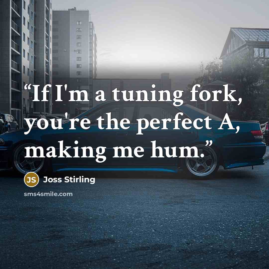 “If I'm a tuning fork, you're the perfect A, making me hum.” quote by Joss Stirling