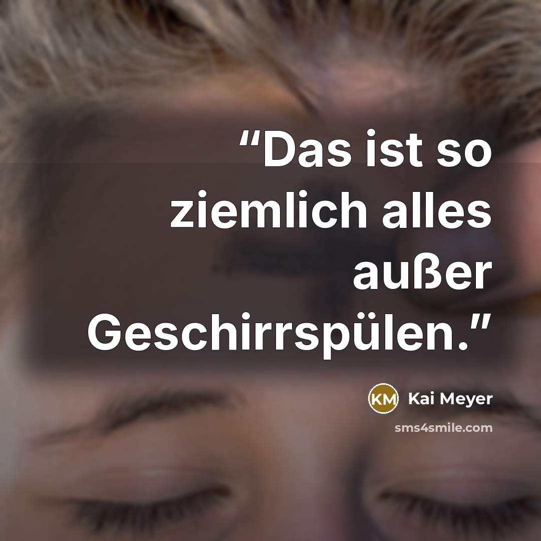 “Das ist so ziemlich alles außer Geschirrspülen.” quote by Kai Meyer