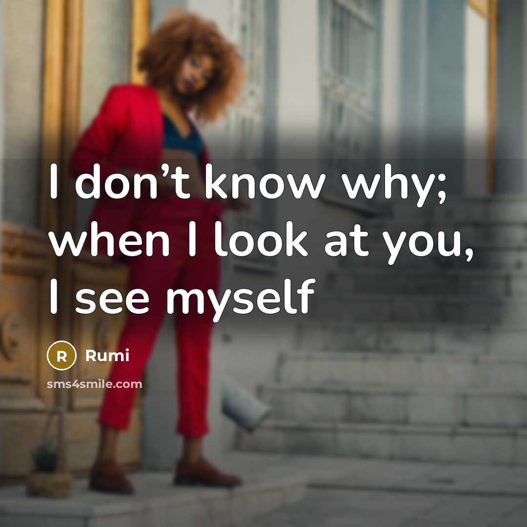 “I don’t know why; when I look at you, I see myself” quote by Rumi