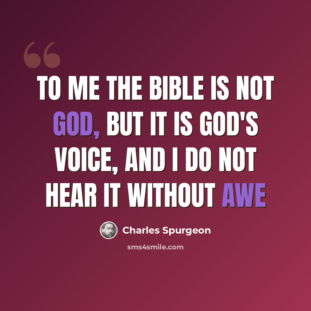 “To me the Bible is not God, but it is God's voice, and I do not hear it without awe” quote by Charles Spurgeon