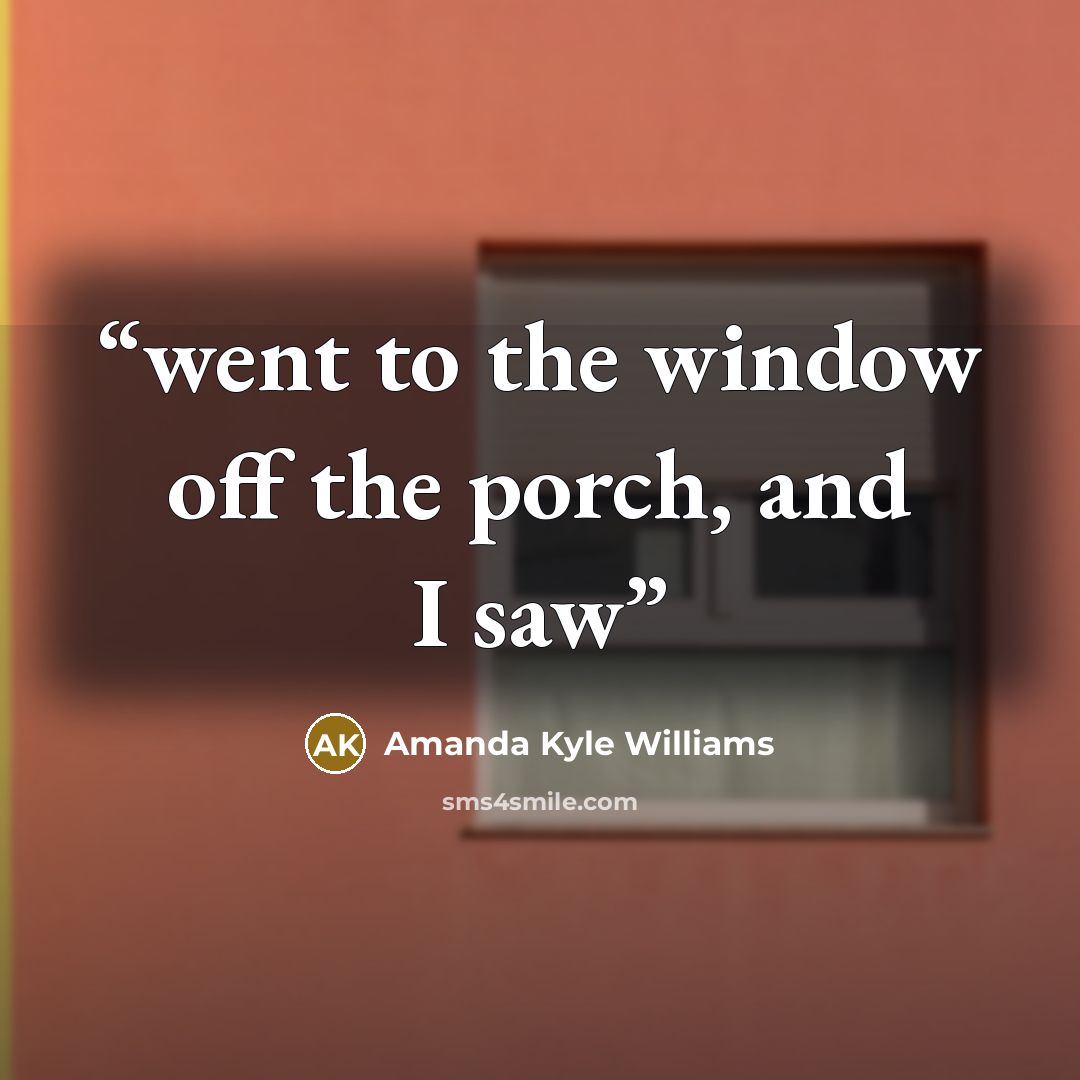 “went to the window off the porch, and I saw” quote by Amanda Kyle Williams