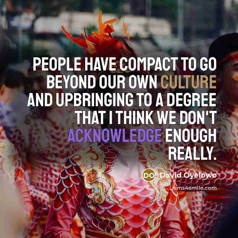 “People have compact to go beyond our own culture and upbringing to a degree that I think we don't acknowledge enough really.” quote by David Oyelowo