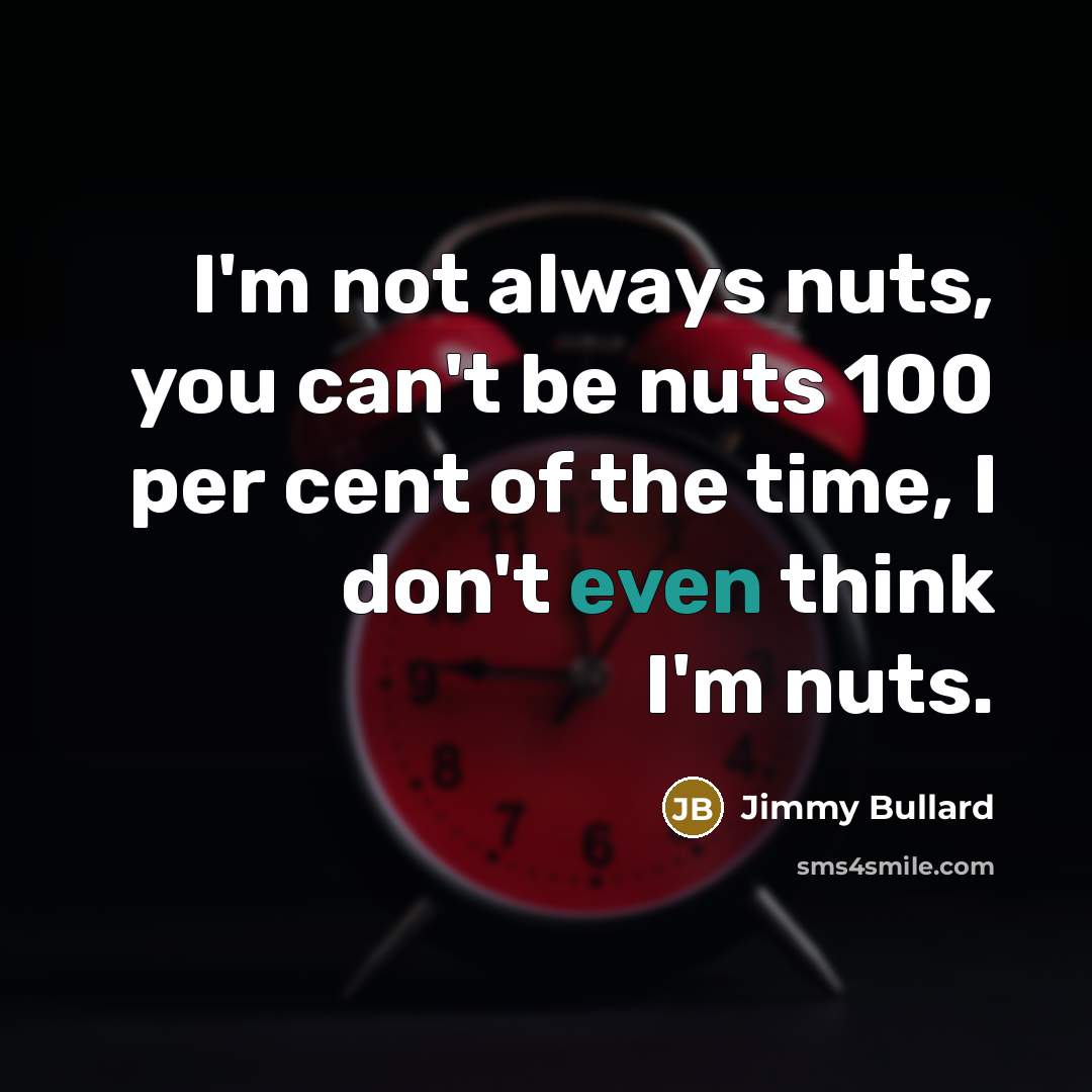 “I'm not always nuts, you can't be nuts 100 per cent of the time, I don't even think I'm nuts.” quote by Jimmy Bullard