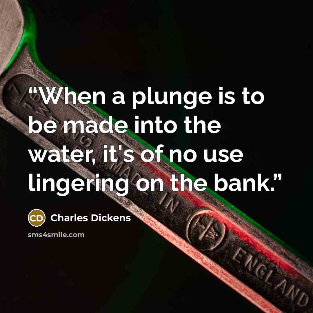 “When a plunge is to be made into the water, it's of no use lingering on the bank.” quote by Charles Dickens
