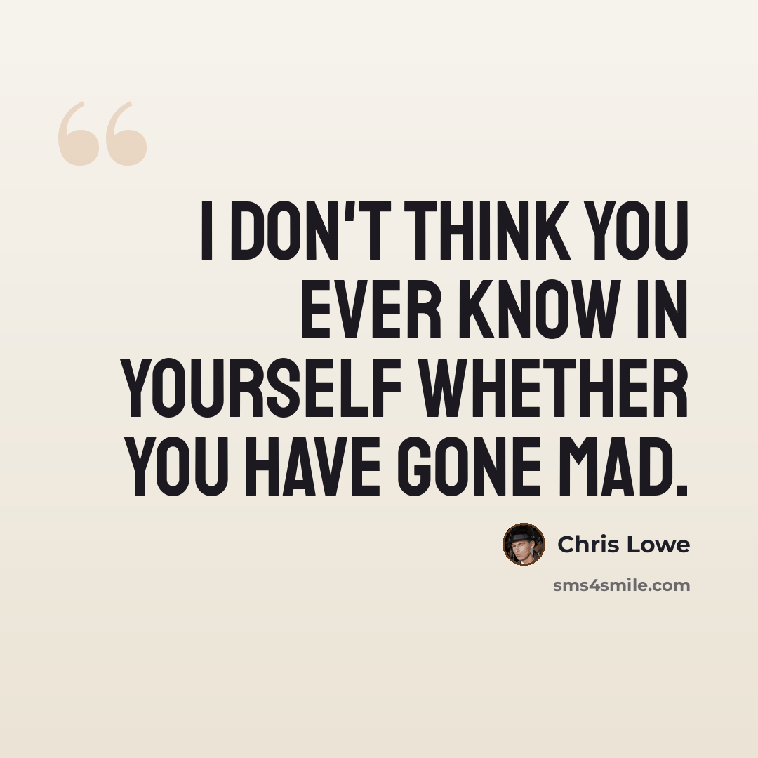 “I don't think you ever know in yourself whether you have gone mad.” quote by Chris Lowe