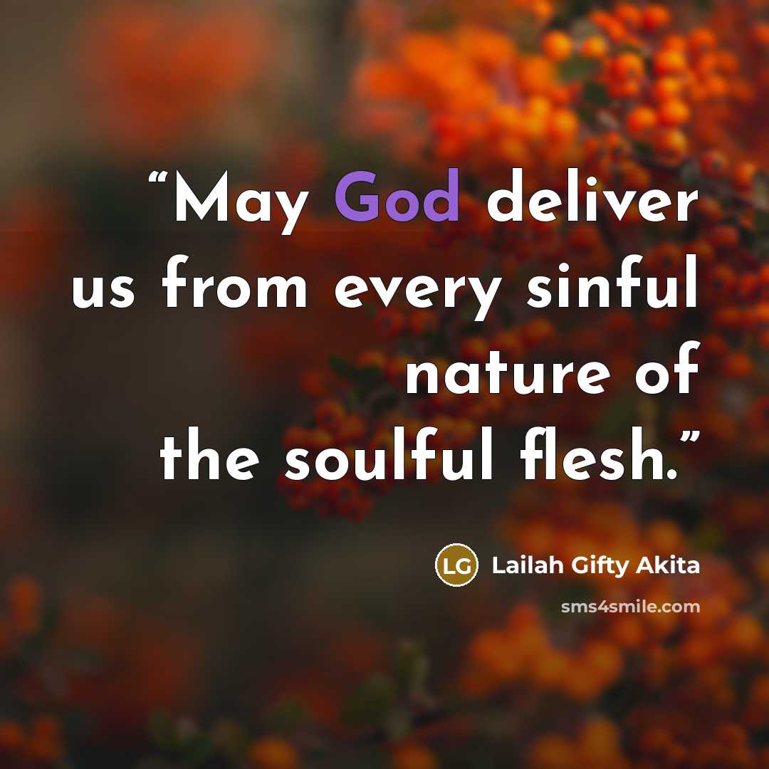 “May God deliver us from every sinful nature of the soulful flesh.” quote by Lailah Gifty Akita