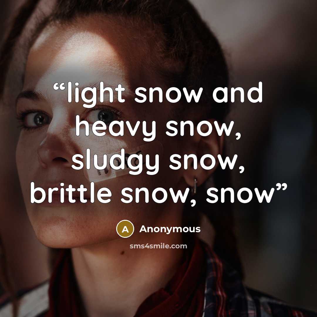 “light snow and heavy snow, sludgy snow, brittle snow, snow” quote by Anonymous
