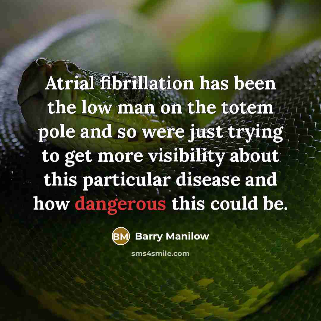 “Atrial fibrillation has been the low man on the totem pole and so were just trying to get more visibility about this particular disease and how dangerous this could be.” quote by Barry Manilow