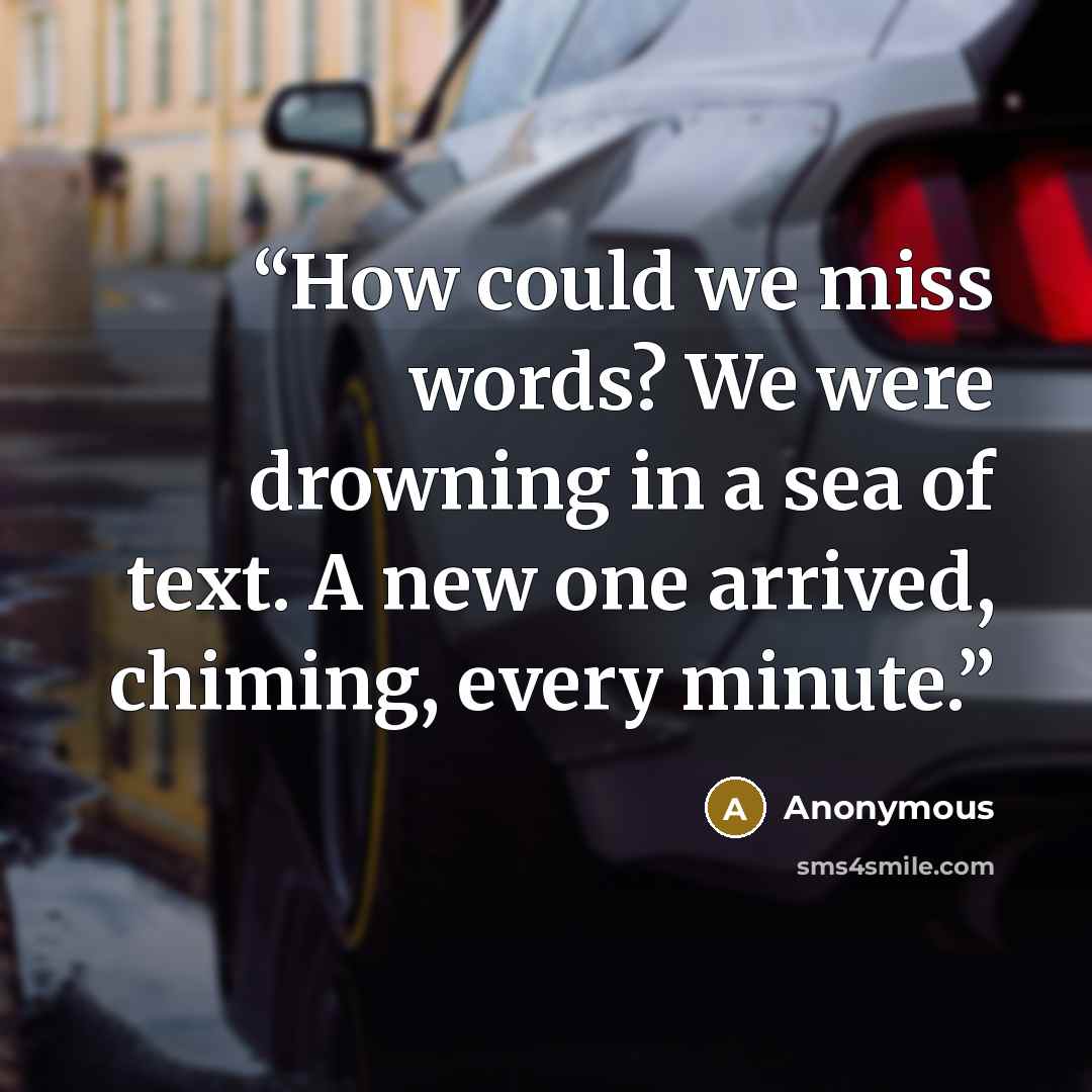 “How could we miss words? We were drowning in a sea of text. A new one arrived, chiming, every minute.” quote by Anonymous
