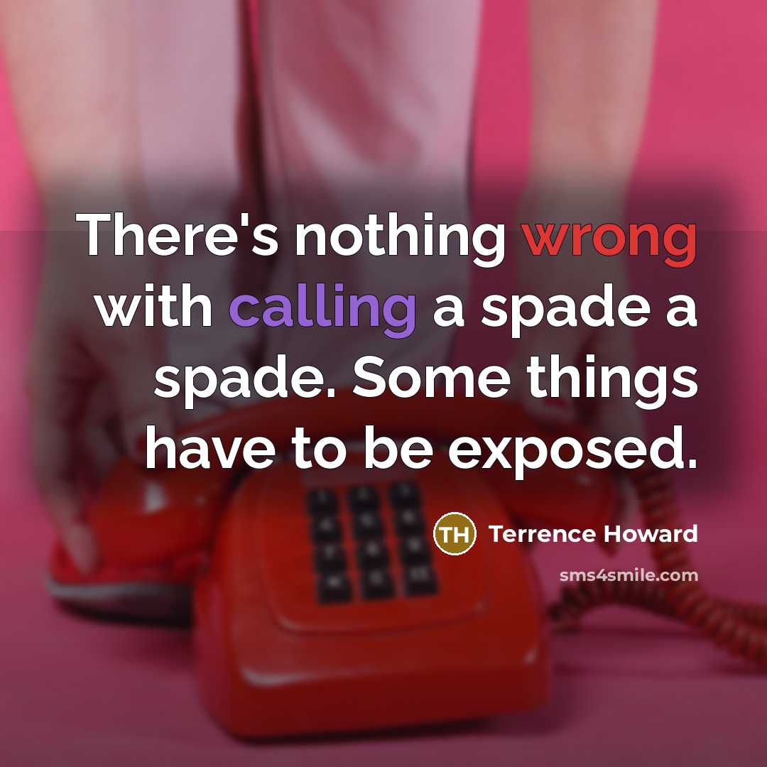 “There's nothing wrong with calling a spade a spade. Some things have to be exposed.” quote by Terrence Howard
