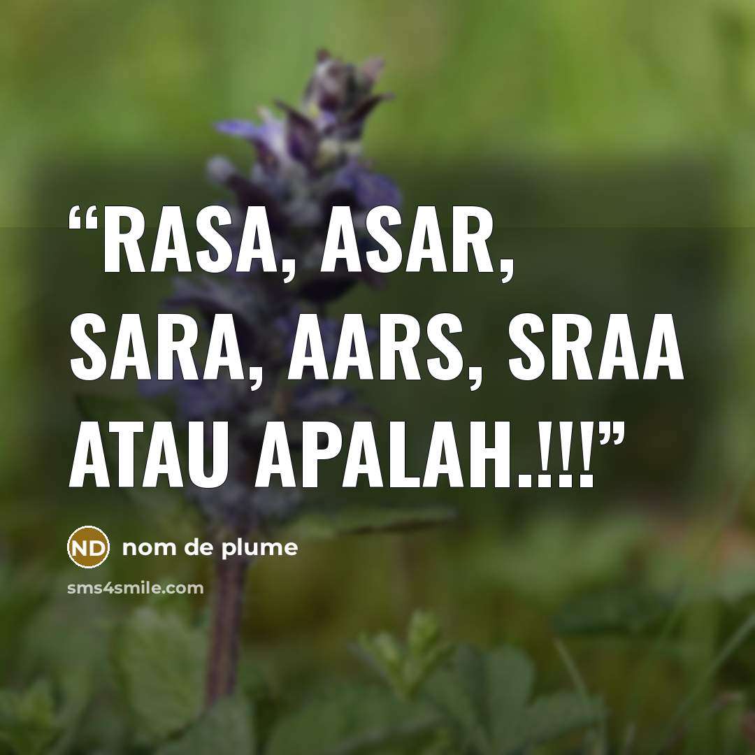 “rasa, asar, sara, aars, sraa atau apalah.!!!” quote by nom de plume
