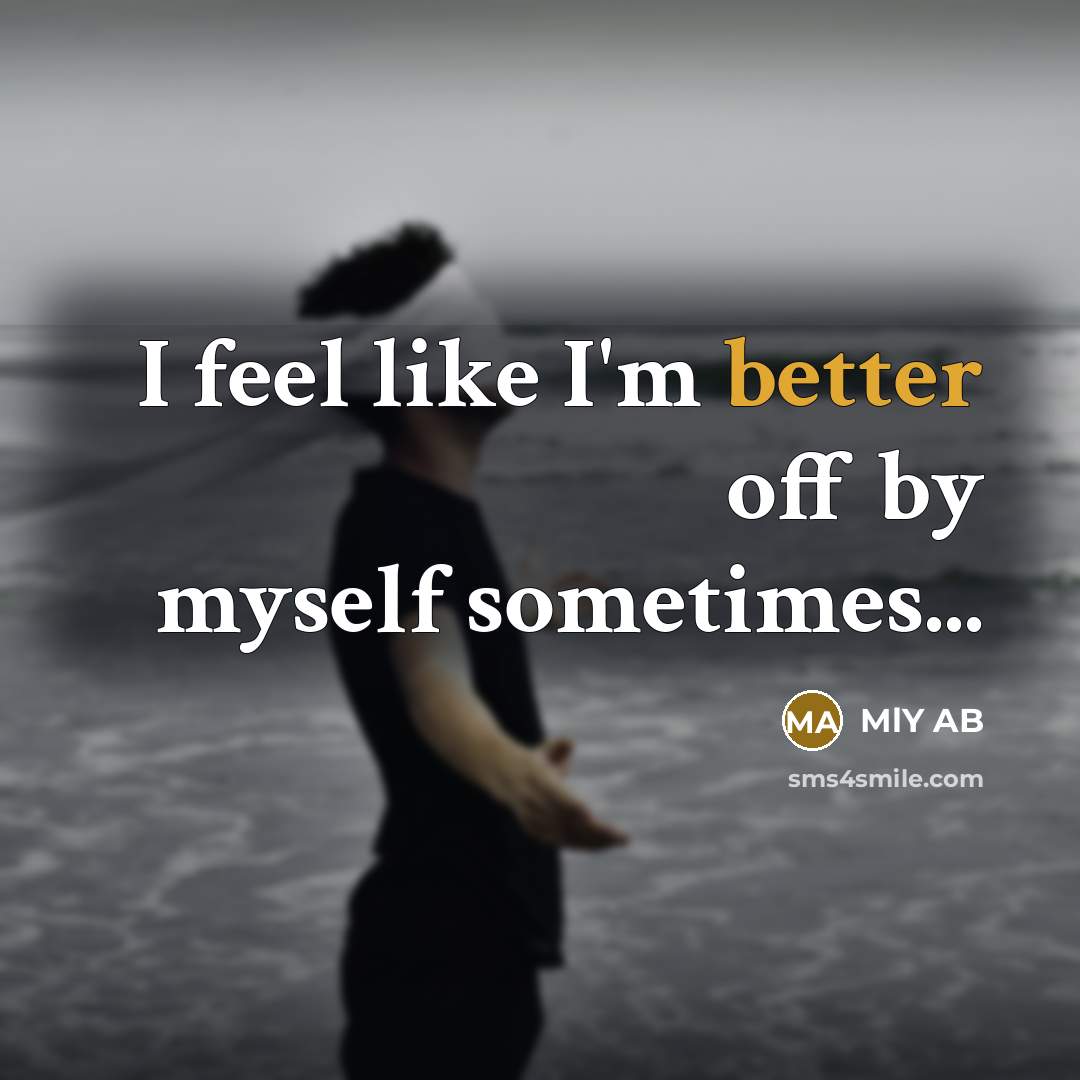 “I feel like I'm better off by myself sometimes...” quote by MlY AB
