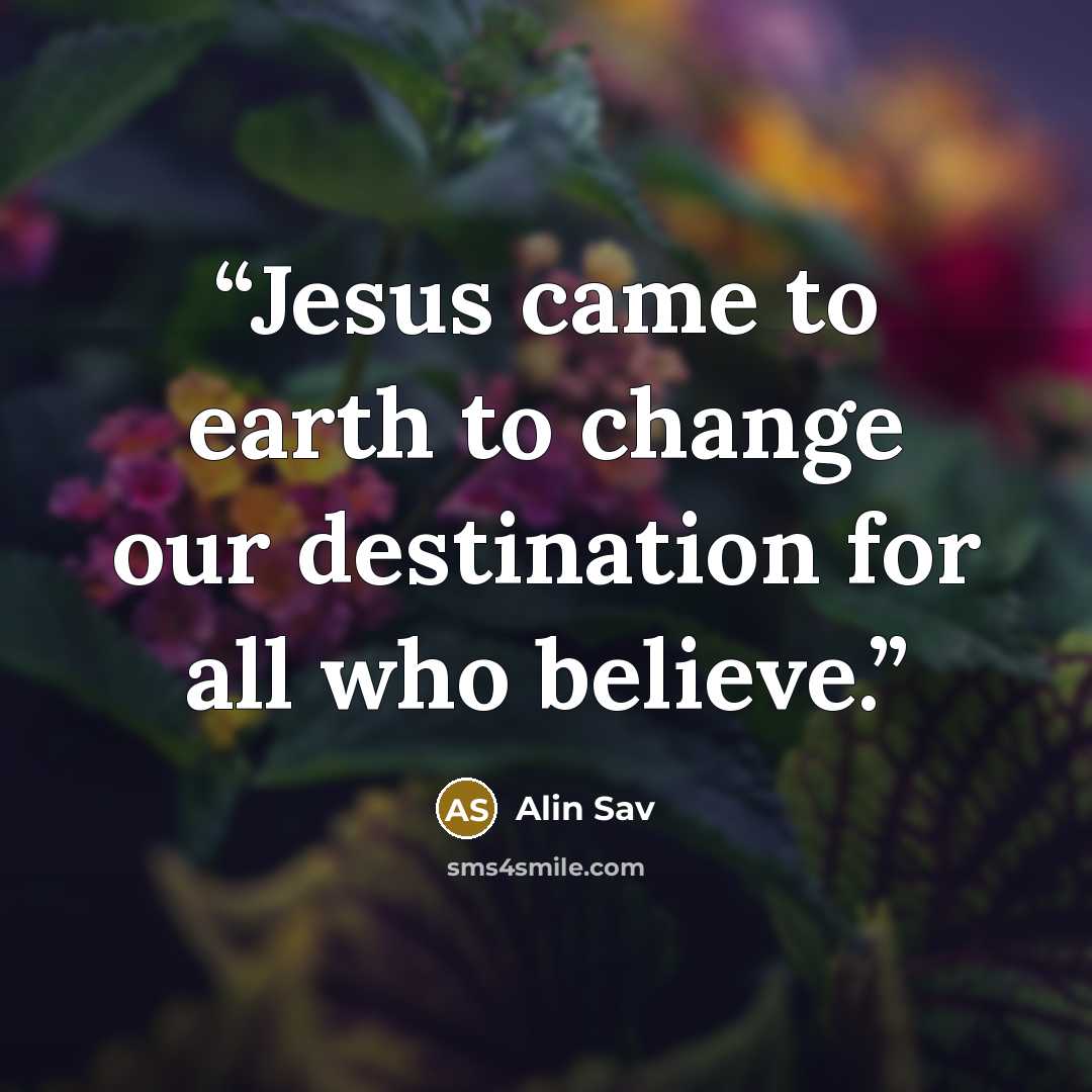 “Jesus came to earth to change our destination for all who believe.” quote by Alin Sav
