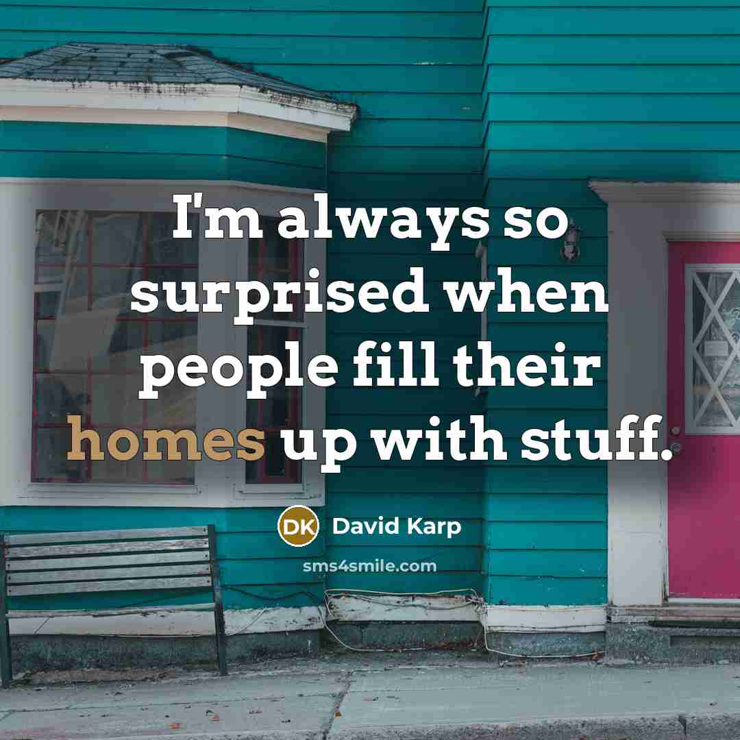 “I'm always so surprised when people fill their homes up with stuff.” quote by David Karp