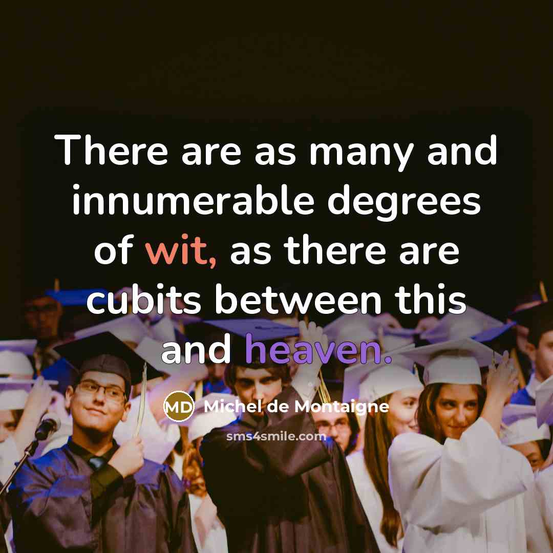 “There are as many and innumerable degrees of wit, as there are cubits between this and heaven.” quote by Michel de Montaigne