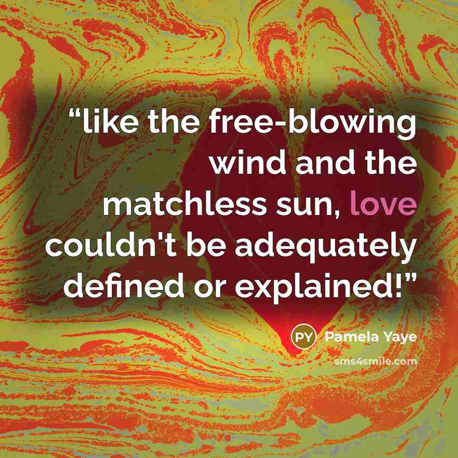 “like the free-blowing wind and the matchless sun, love couldn't be adequately defined or explained!” quote by Pamela Yaye