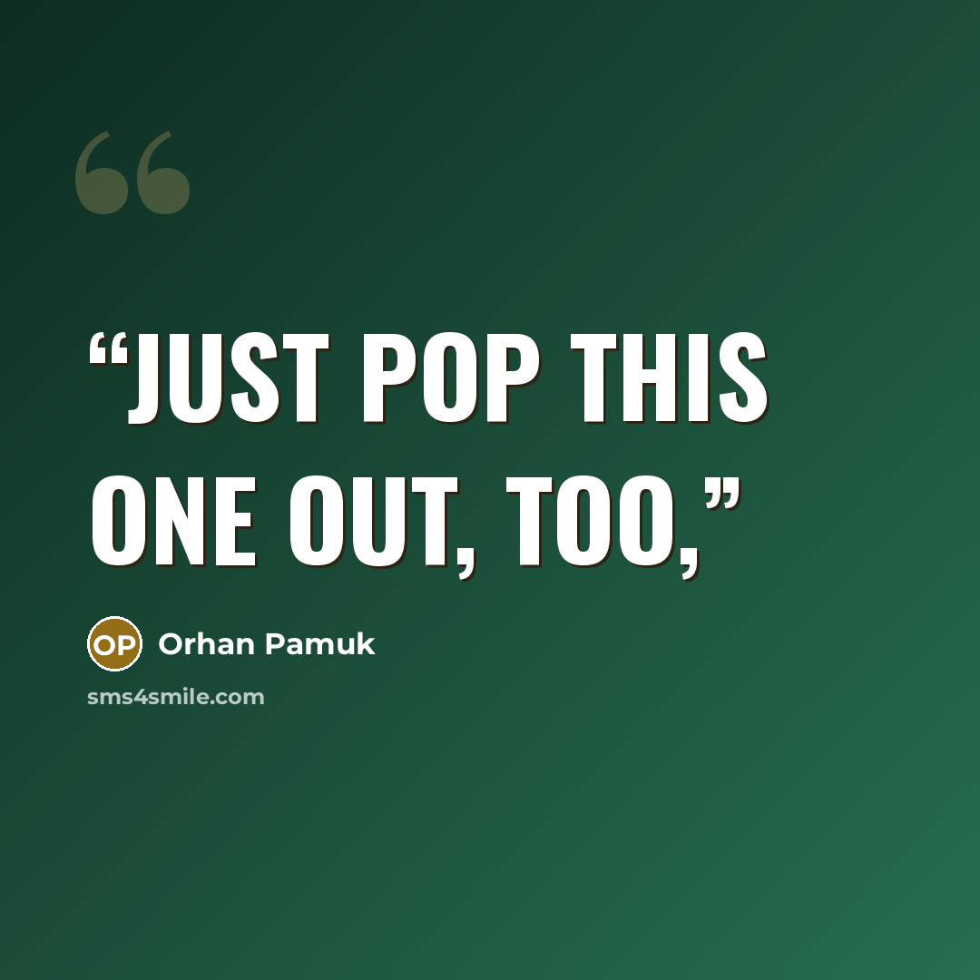 “just pop this one out, too,” quote by Orhan Pamuk