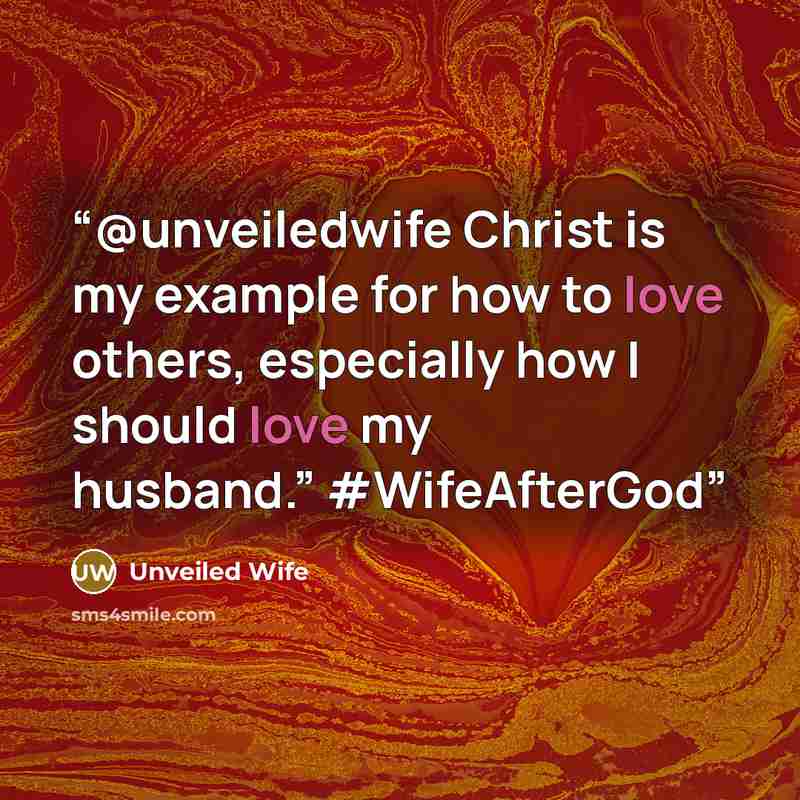 “@unveiledwife Christ is my example for how to love others, especially how I should love my husband.” #WifeAfterGod” quote by Unveiled Wife
