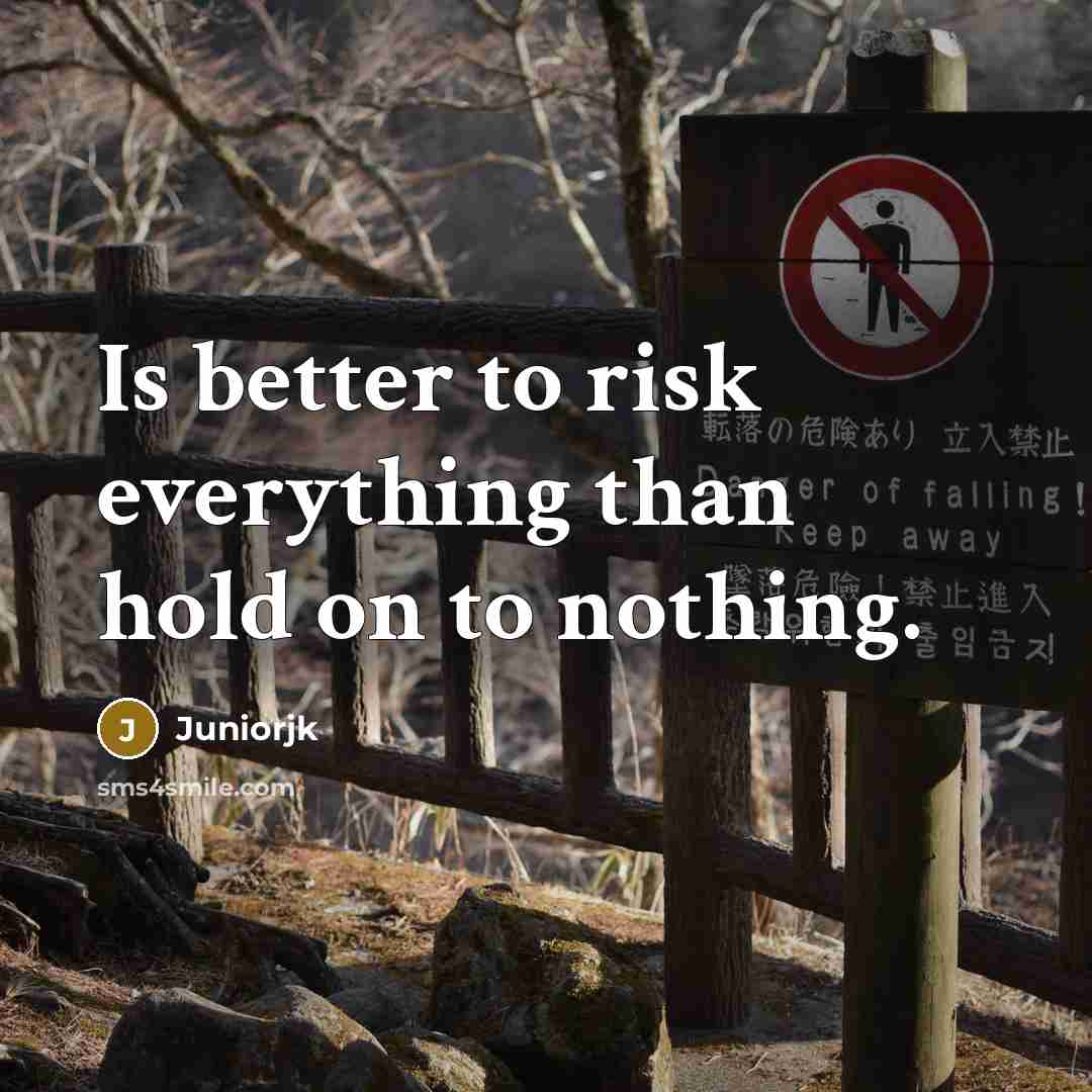 “Is better to risk everything than hold on to nothing.” quote by Juniorjk