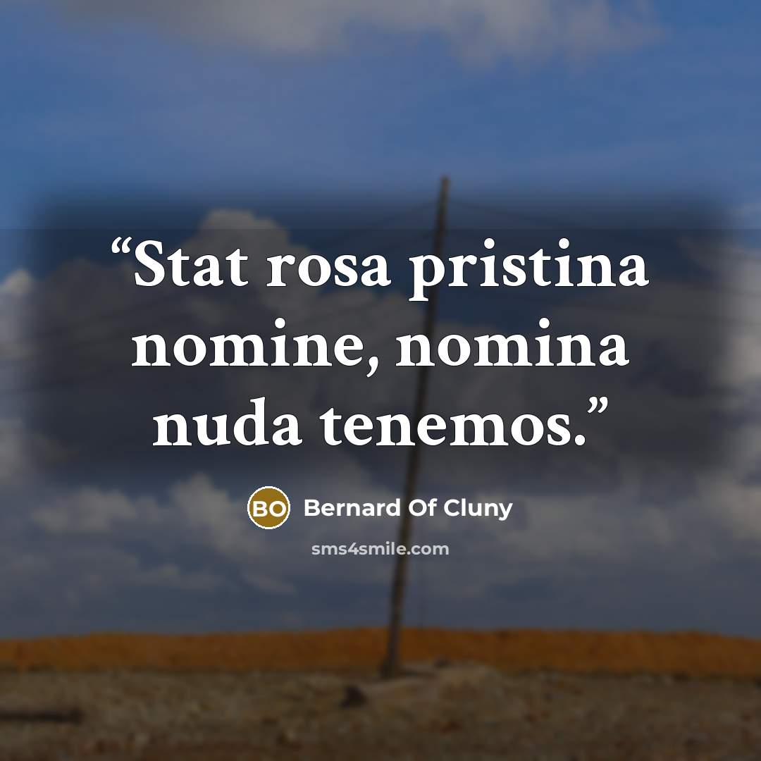 “Stat rosa pristina nomine, nomina nuda tenemos.” quote by Bernard Of Cluny