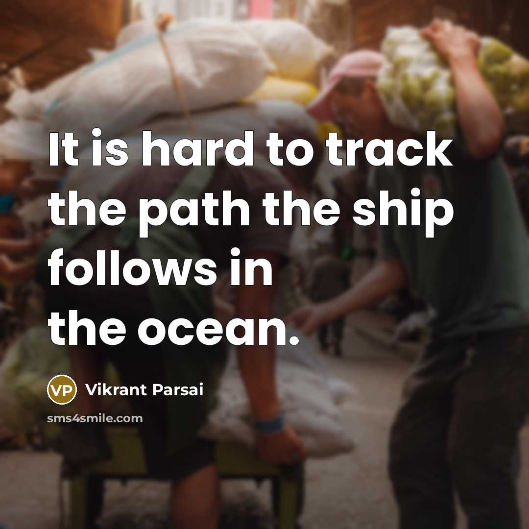 “It is hard to track the path the ship follows in the ocean.” quote by Vikrant Parsai