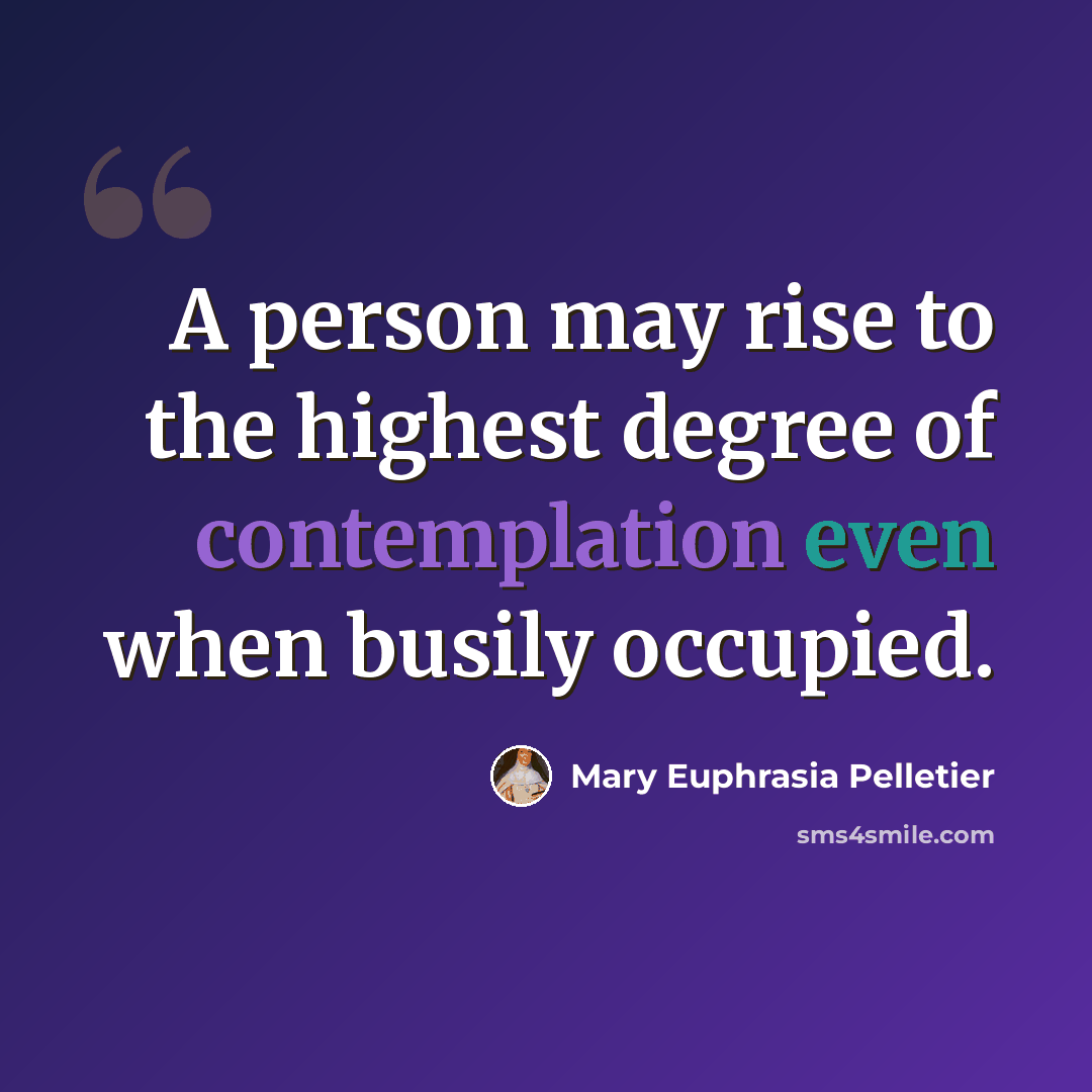 “A person may rise to the highest degree of contemplation even when busily occupied.” quote by Mary Euphrasia Pelletier