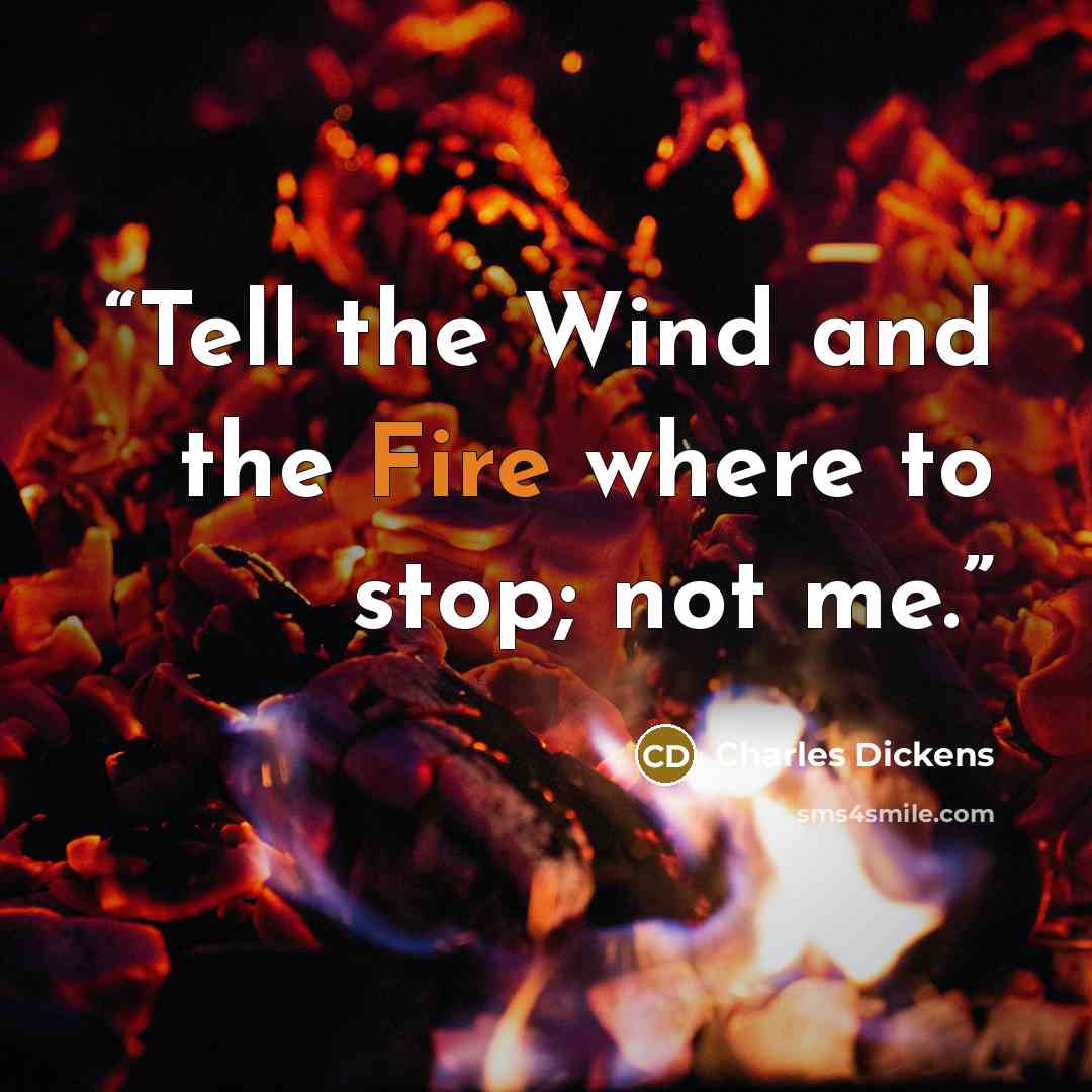 “Tell the Wind and the Fire where to stop; not me.” quote by Charles Dickens