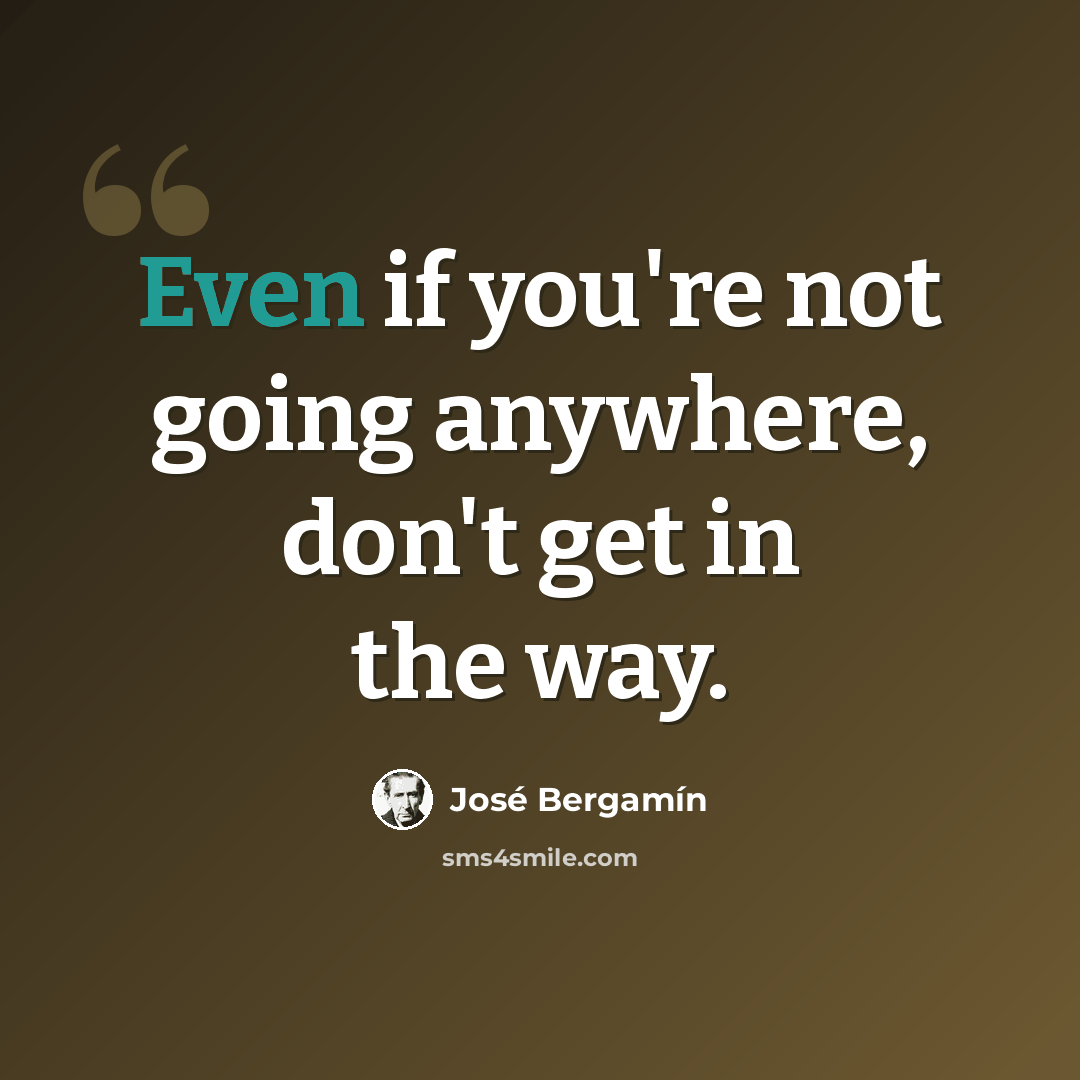“Even if you're not going anywhere, don't get in the way.” quote by Jose Bergamin