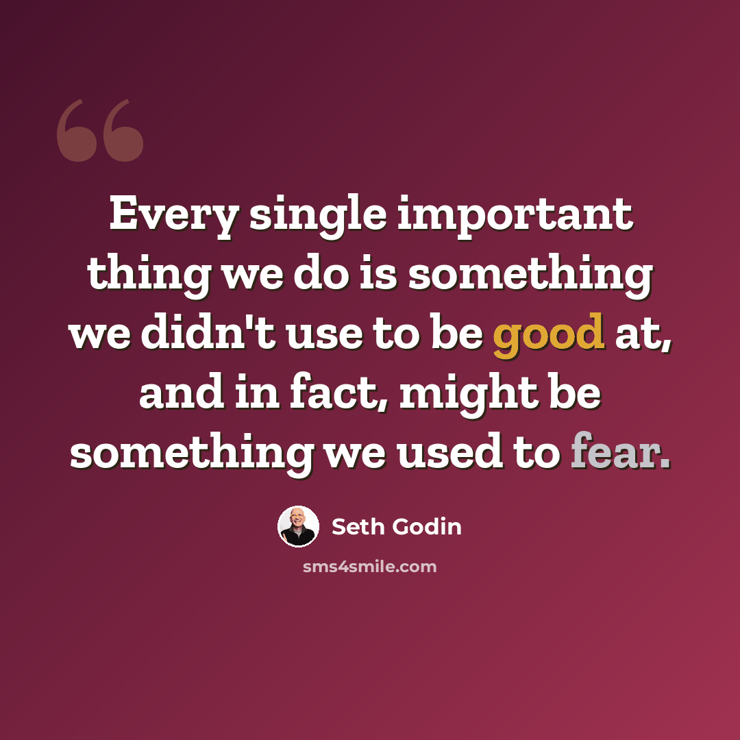 “Every single important thing we do is something we didn't use to be good at, and in fact, might be something we used to fear.” quote by Seth Godin